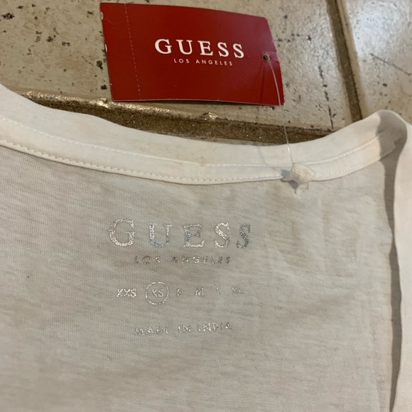 GUESS "JULY" Sequin Tee - Red, White & Blue Rhinestone Logo - Women's XS - Picture 2 of 6